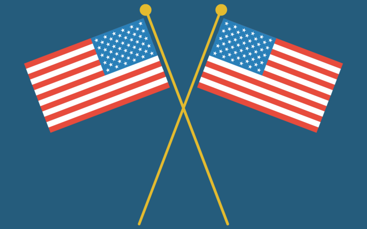 two-american-flags